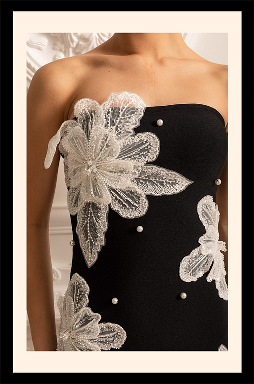 “Lys de Nuit” Embellished Strapless Mini Dress