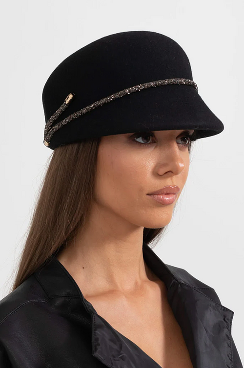 “Marlène Royale” Jeweled Wool Cap