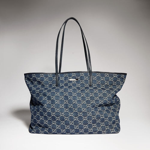 Gucci Tribeca Large Tote Bag — Dark Blue GG Denim