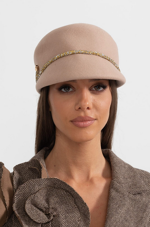 “Marlène Royale” Jeweled Wool Cap
