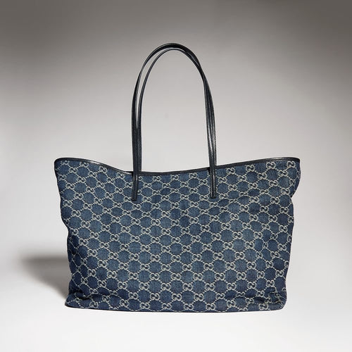 Gucci Tribeca Large Tote Bag — Dark Blue GG Denim