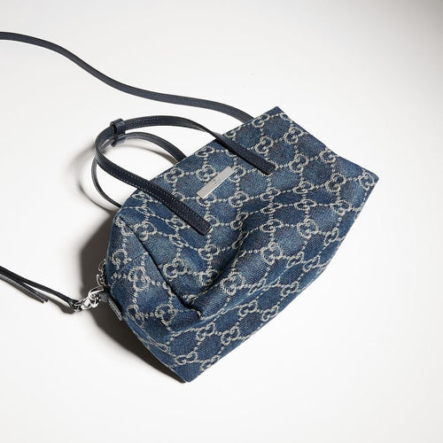 Gucci Tribeca Small Top Handle Bag in Dark Blue GG Denim