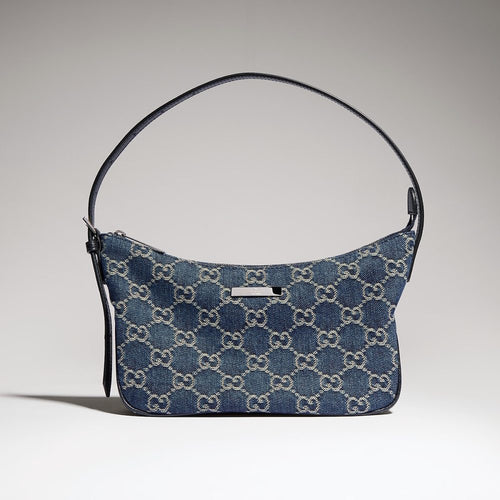 Gucci Lunetta Small Shoulder Bag in Dark Blue GG Denim