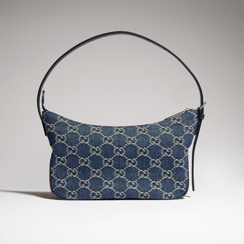 Gucci Lunetta Small Shoulder Bag in Dark Blue GG Denim