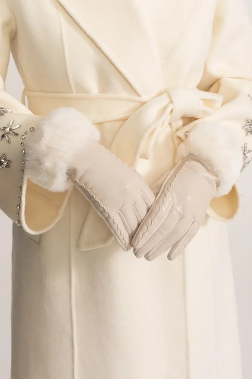 “Maison Élitaire” Leather & Fur Trim Gloves