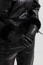 “Maison Élitaire” Leather & Fur Trim Gloves
