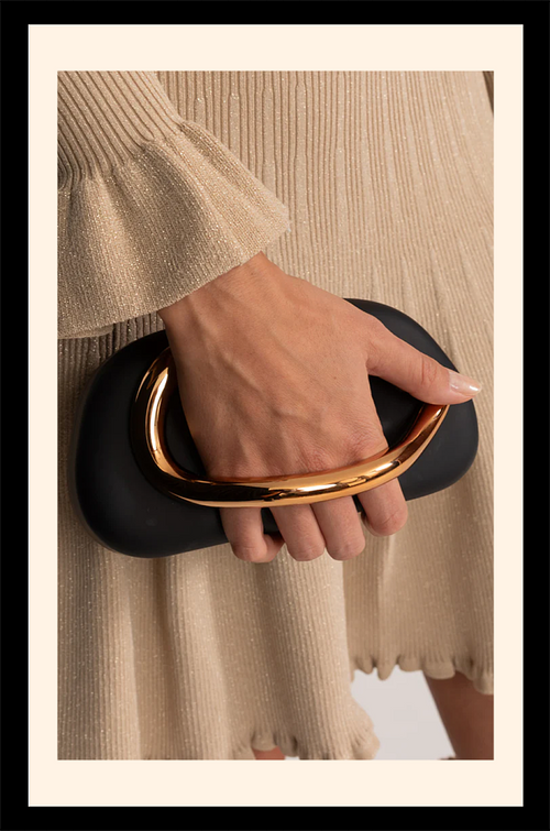 “Aurum Arc” Sculpted Gold Handle Clutch