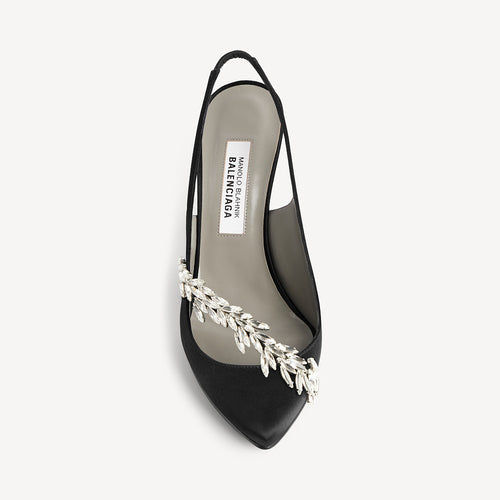 Manolo Blahnik x Balenciaga Crystal Embellished Slingback Pumps