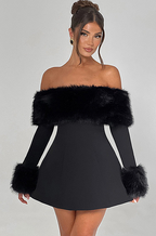 'Poised & Posh' Faux Fur Mini Dress