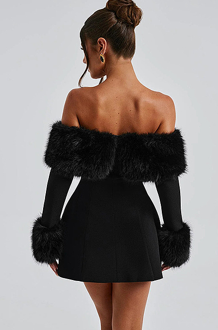 'Poised & Posh' Faux Fur Mini Dress