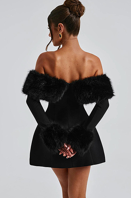 'Poised & Posh' Faux Fur Mini Dress