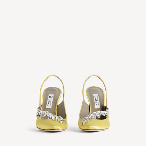 Manolo Blahnik x Balenciaga Crystal Embellished Slingback Pumps — Citrine Satin