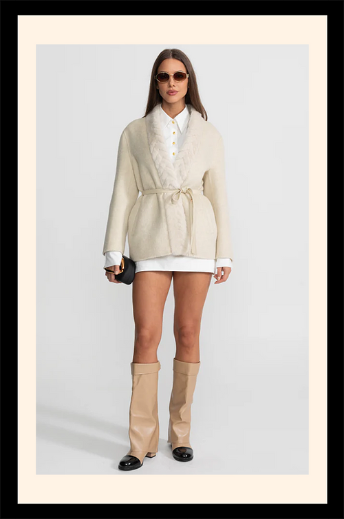 “Lune de Miel” Wool-Blend Belted Cardigan – Luxe Edition