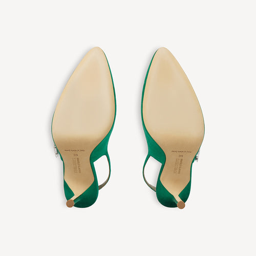 Manolo Blahnik x Balenciaga Crystal-Embellished Satin Slingback Pumps – Emerald