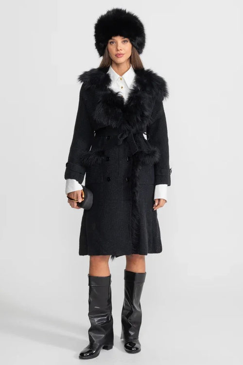 “Regina Noctis” Faux-Fur Trimmed Wool Coat – Winter Luxe Edition