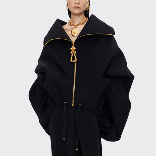 “Vanta Halo” Sculptural Zip-Front Jacket – Empire of Ember Edition