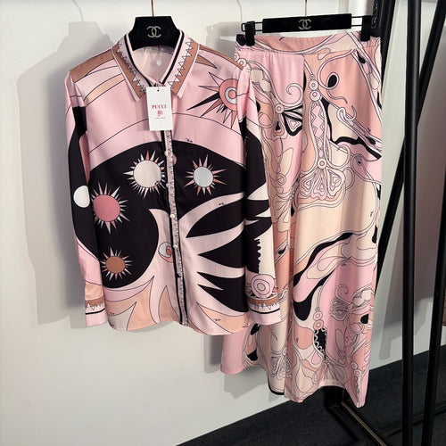 EMILIO PUCCI “ROSA CELESTIA” Silk Lounge Set