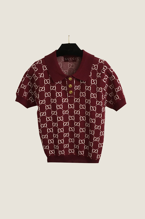 Gucci Monogram Knit Polo Top – Luxe Edition (One Size)
