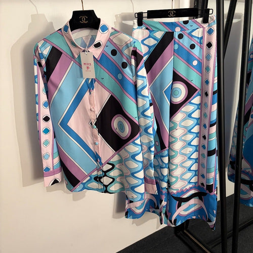 EMILIO PUCCI “AZZURRA MAREA” Silk Lounge Set