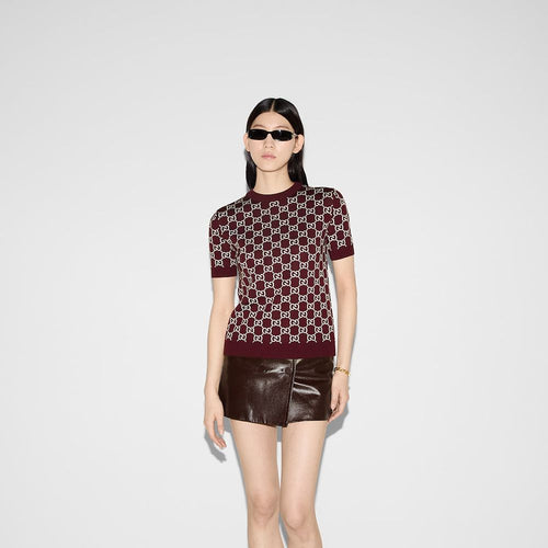 Gucci “Bordeaux Monogram Knit Tee” – Signature Edition (S–L)