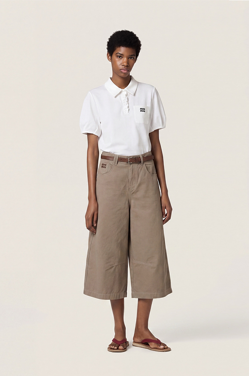 MIU MIU “RIVIERA MODERNA” Cropped Wide-Leg Denim Culotte