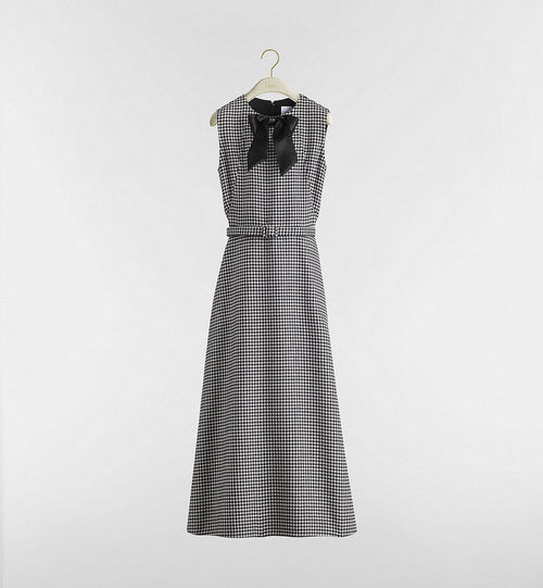 DIOR Houndstooth Bow Midi Dress