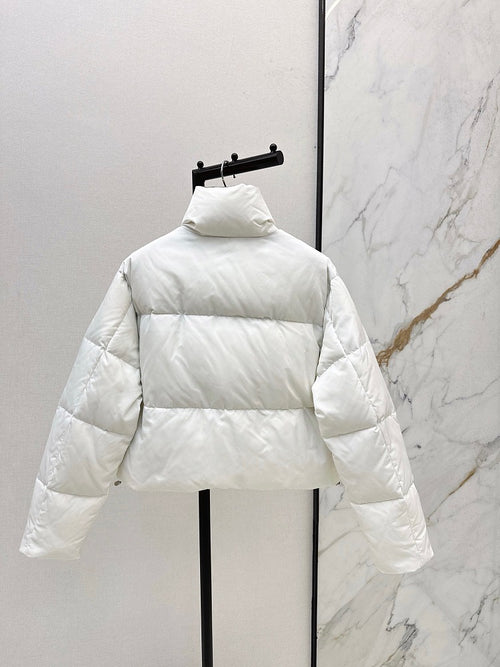 Prada “Bianco Auré” Reversible Down Puffer Jacket
