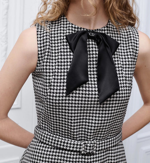 DIOR Houndstooth Bow Midi Dress
