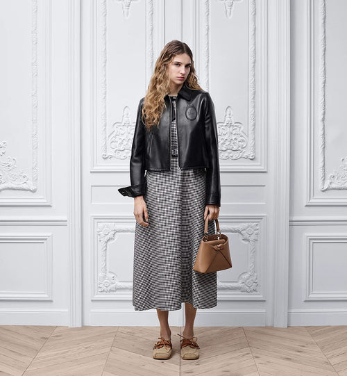 DIOR Houndstooth Bow Midi Dress