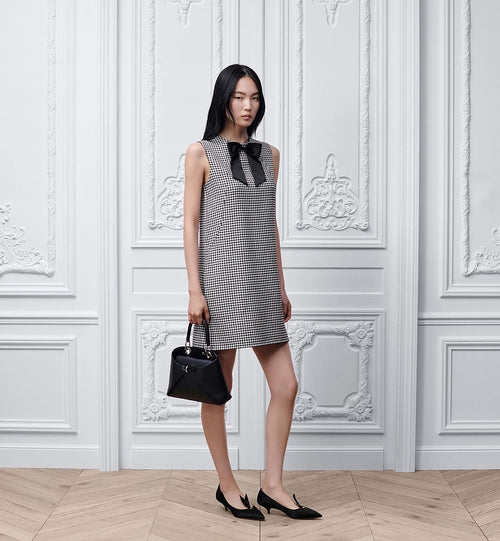 DIOR Houndstooth Bow Shift Mini Dress