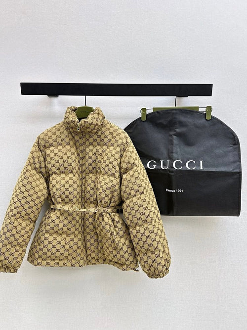 “GG Eclipse” Monogram Belted Puffer Jacket — Gucci