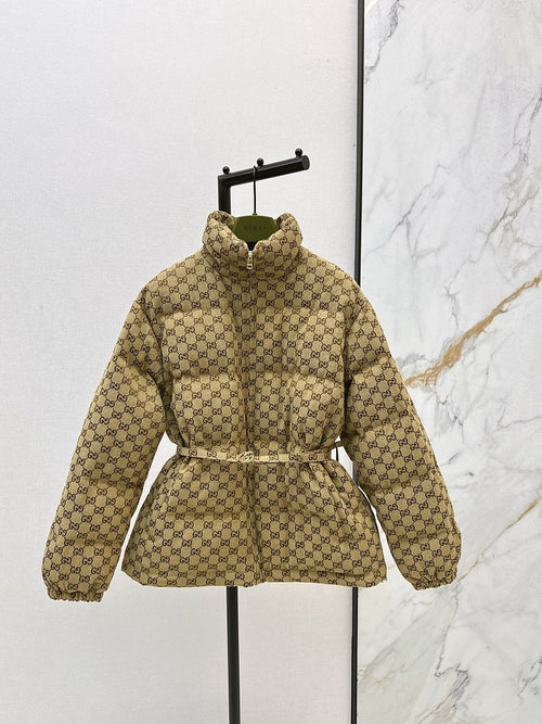 “GG Eclipse” Monogram Belted Puffer Jacket — Gucci
