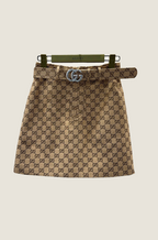 “GG Contour” Monogram Belted Mini Skirt — Gucci