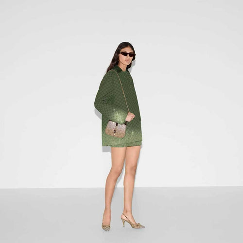 Gucci -Verde Opale” Embellished Monogram Coat Set