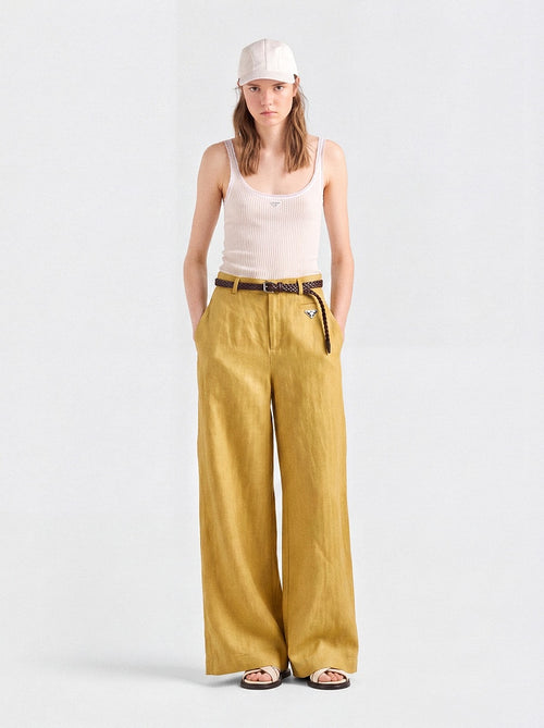 PRADA Linen Wide-Leg Trousers