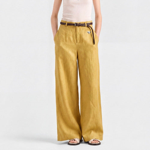 PRADA Linen Wide-Leg Trousers