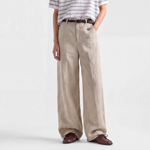 PRADA Linen Wide-Leg Trousers