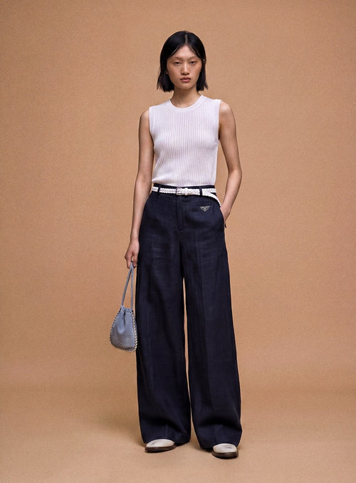 PRADA Linen Wide-Leg Trousers
