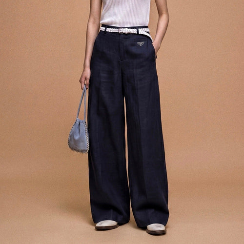 PRADA Linen Wide-Leg Trousers