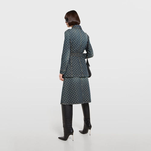 GUCCI GG Monogram Denim Belted Jacket