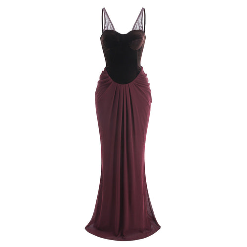 “Mocha Éclat” Velvet Drape Gown – Velour de Luxe Collection