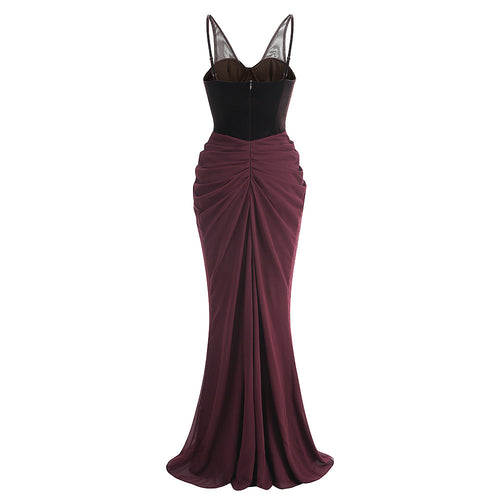 “Mocha Éclat” Velvet Drape Gown – Velour de Luxe Collection