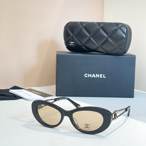 Chanel Oversized Square Sunglasses with Gold Accent Trim – Luxe Edition
