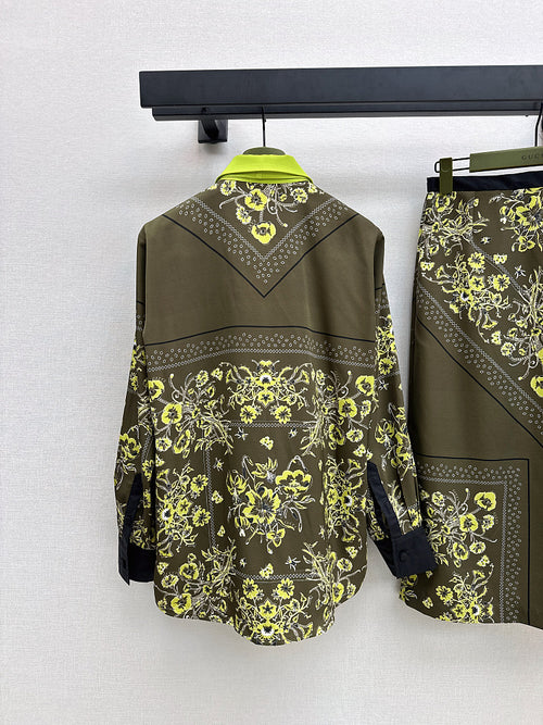 Gucci “Verde Botanico” Silk Scarf Blouse & Skirt Set – Luxe Edition