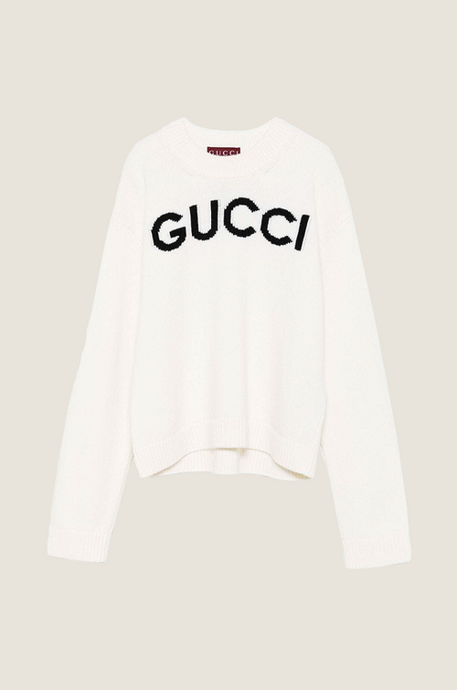 Gucci “Bianco Emblem” Logo Knit Sweater – Luxe Edition