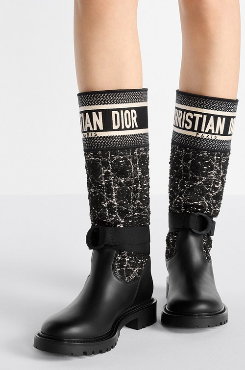 D-Major Dior Knit & Calfskin Boots