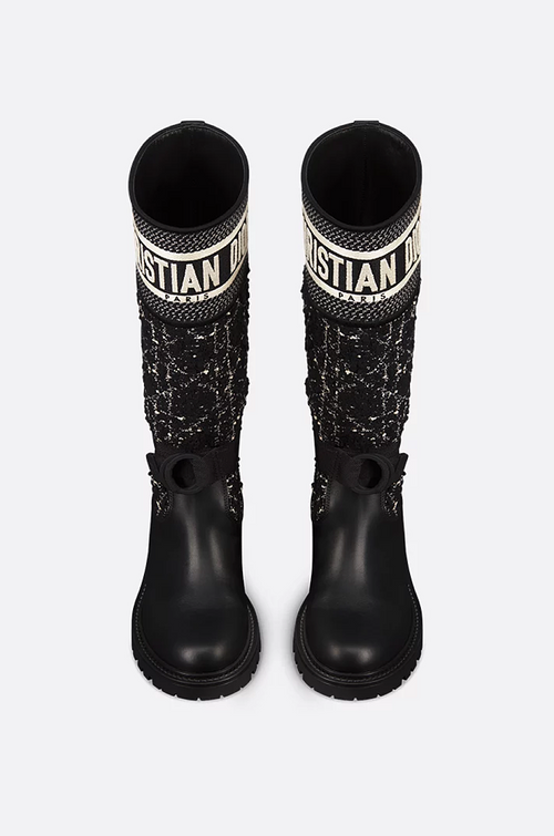D-Major Dior Knit & Calfskin Boots