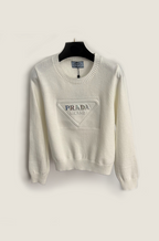 Prada Milano Embroidered Knit Sweater – Ivory (One Size)