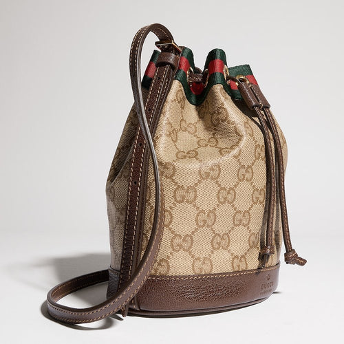 Gucci Ophidia GG Supreme Mini Bucket Bag with Web Stripe