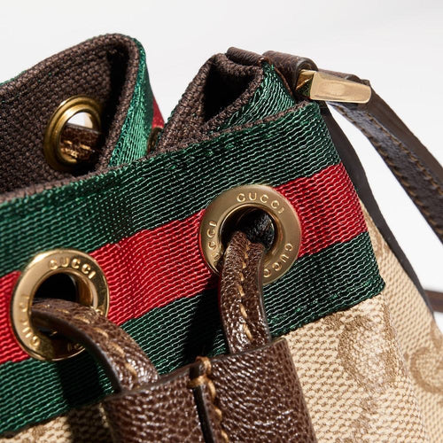 Gucci Ophidia GG Supreme Mini Bucket Bag with Web Stripe